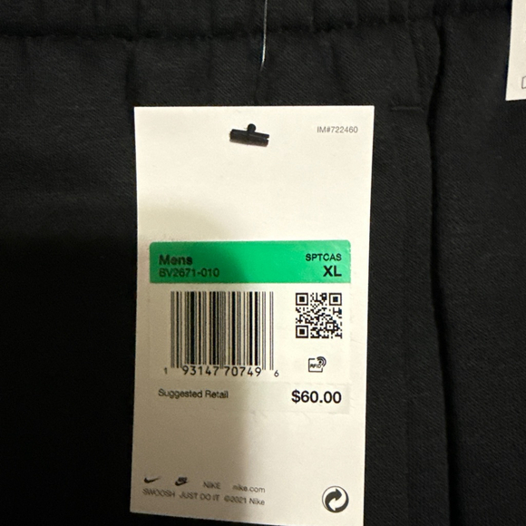 Nike Black Standard Fit Taper Leg Sweatpants w/Pockets size XL - Picture 5 of 7